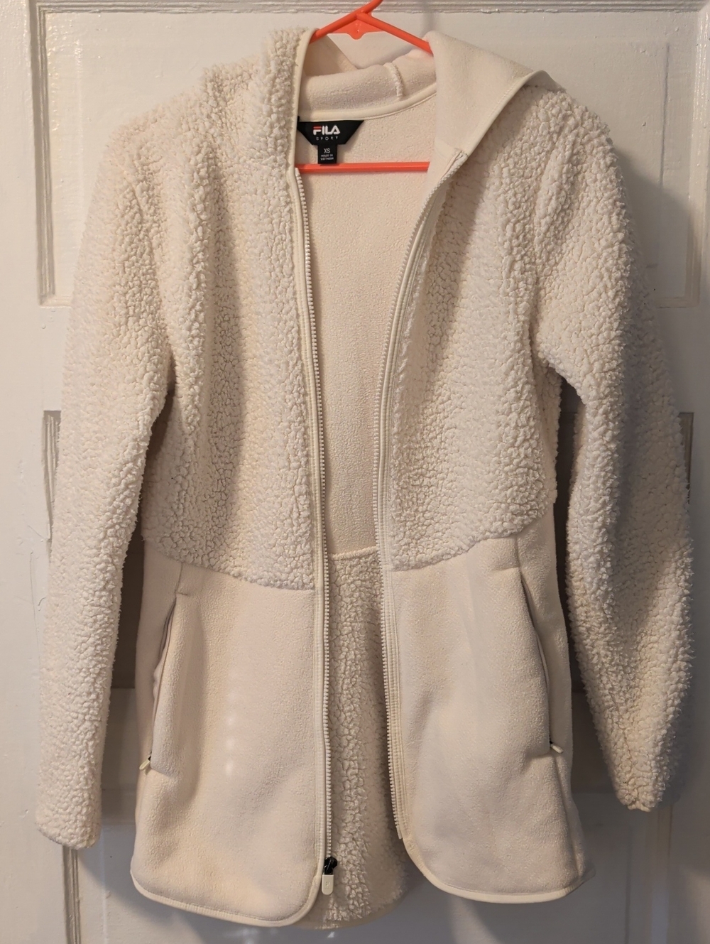 FILA Cream Sherpa Zip Hoodie Jacket